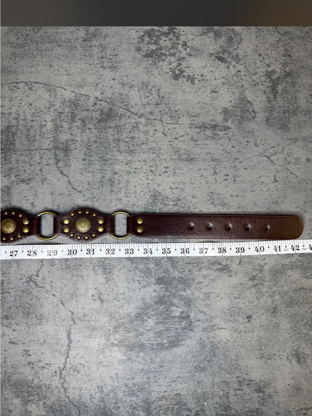 American Vintage Brown Leather Belt with Brass Hardware - Picture 4 of 4